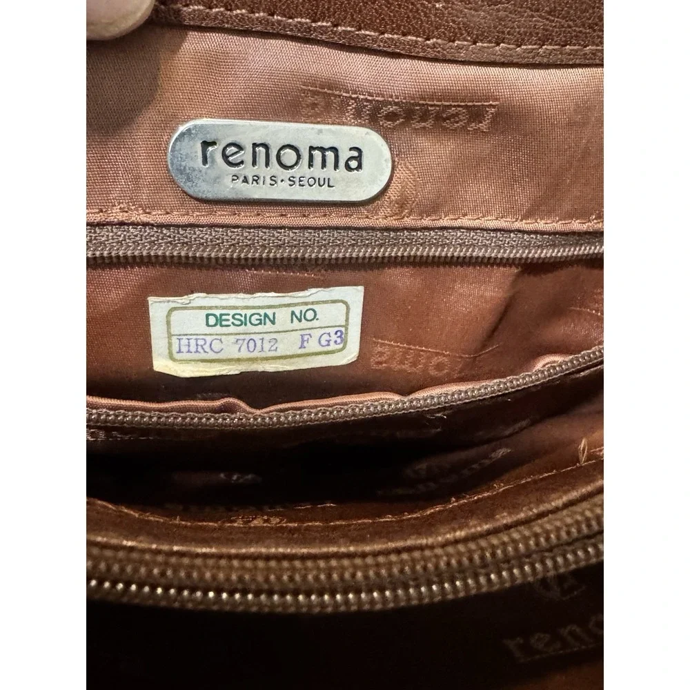 Renoma Paris Seoul Brown Leather Hobo Strap Flap‎ Purse